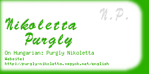 nikoletta purgly business card